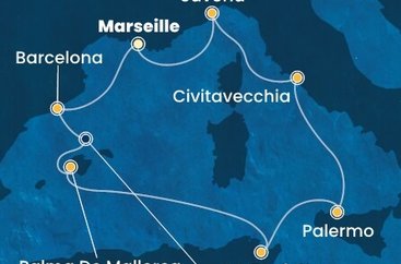 Francúzsko, Španielsko, Tunisko, Taliansko z Marseille na lodi Costa Toscana
