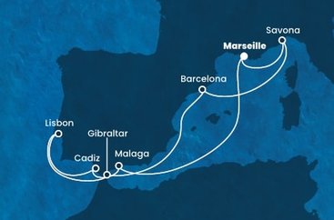 Francúzsko, Taliansko, Španielsko, Gibraltár, Portugalsko z Marseille na lodi Costa Fascinosa