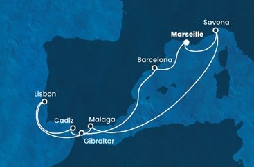 Francúzsko, Taliansko, Španielsko, Portugalsko, Gibraltár z Marseille na lodi Costa Fortuna