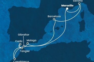 Francúzsko, Taliansko, Španielsko, Maroko, Gibraltár z Marseille na lodi Costa Fascinosa