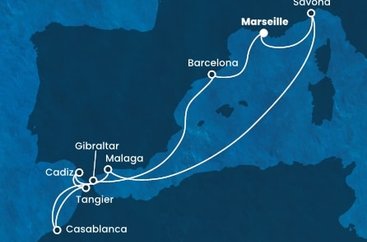 Francúzsko, Taliansko, Španielsko, Maroko, Gibraltár z Marseille na lodi Costa Fortuna