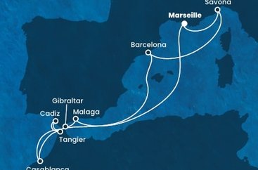 Francúzsko, Taliansko, Španielsko, Maroko, Gibraltár z Marseille na lodi Costa Diadema