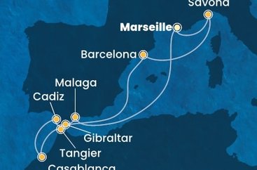 Francúzsko, Španielsko, Gibraltár, Maroko, Taliansko z Marseille na lodi Costa Favolosa