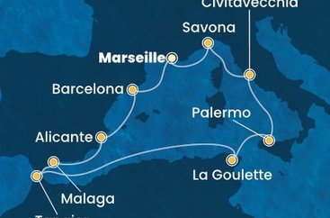 Francúzsko, Španielsko, Maroko, Tunisko, Taliansko z Marseille na lodi Costa Toscana