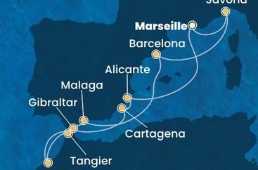 Francúzsko, Taliansko, Španielsko, Maroko, Gibraltár z Marseille na lodi Costa Pacifica