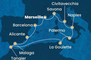 Francúzsko, Španielsko, Maroko, Tunisko, Taliansko z Marseille na lodi Costa Toscana