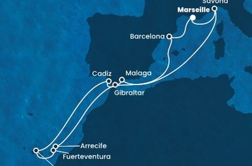 Francúzsko, Taliansko, Španielsko, Gibraltár z Marseille na lodi Costa Diadema