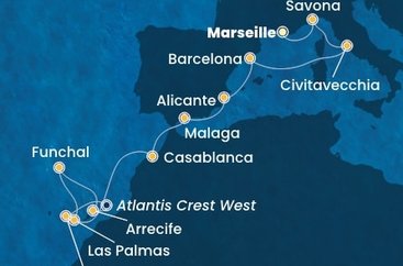 Francúzsko, Taliansko, Španielsko, Maroko, Portugalsko z Marseille na lodi Costa Pacifica