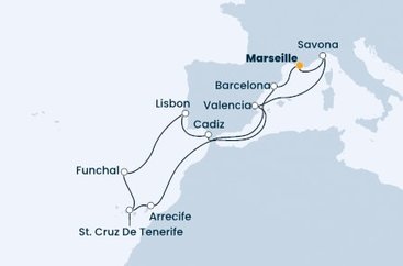 Francúzsko, Taliansko, Španielsko, Portugalsko z Marseille na lodi Costa Firenze