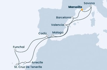 Francúzsko, Taliansko, Španielsko, Portugalsko z Marseille na lodi Costa Firenze
