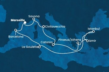 Francúzsko, Taliansko, Grécko, Turecko, Tunisko, Španielsko z Marseille na lodi Costa Fortuna