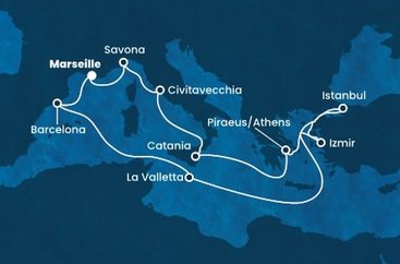 Francúzsko, Taliansko, Grécko, Turecko, Malta, Španielsko z Marseille na lodi Costa Diadema