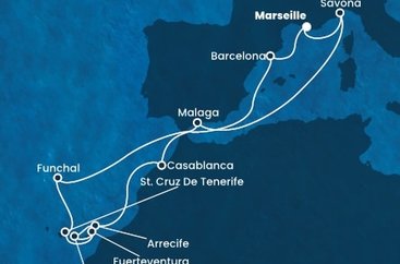 Francúzsko, Taliansko, Španielsko, Maroko, Portugalsko z Marseille na lodi Costa Diadema