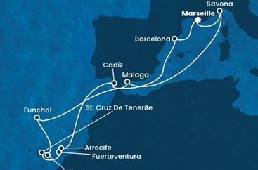 Francúzsko, Taliansko, Španielsko, Portugalsko z Marseille na lodi Costa Diadema