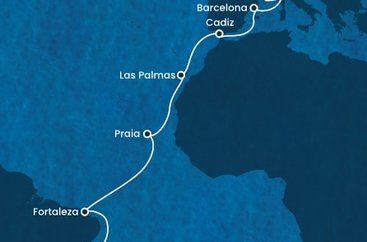 Francúzsko, Taliansko, Španielsko, Kapverdy, Brazília z Marseille na lodi Costa Diadema