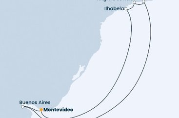 Uruguaj, Argentína, Brazília z Montevidea na lodi Costa Fortuna