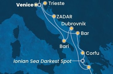 Taliansko, Chorvátsko, Grécko, Čierna Hora z Marghery na lodi Costa Deliziosa