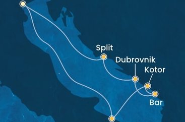 Taliansko, Čierna Hora, Chorvátsko z Marghery na lodi Costa Deliziosa