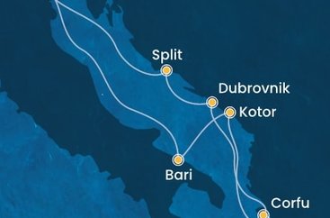 Taliansko, Čierna Hora, Grécko, Chorvátsko z Marghery na lodi Costa Deliziosa
