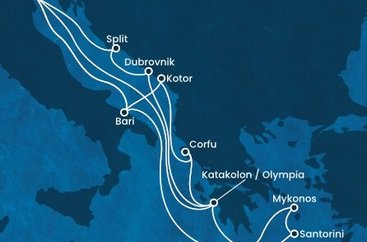 Taliansko, Čierna Hora, Grécko, Chorvátsko na lodi Costa Deliziosa