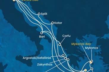 Taliansko, Grécko, Čierna Hora, Chorvátsko,  na lodi Costa Deliziosa