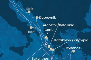 Taliansko, Grécko, Chorvátsko na lodi Costa Deliziosa