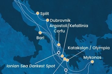 Taliansko, Grécko, Chorvátsko z Marghery na lodi Costa Deliziosa