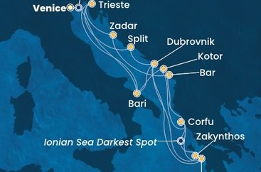 Taliansko, Chorvátsko, Grécko, Čierna Hora z Marghery na lodi Costa Deliziosa