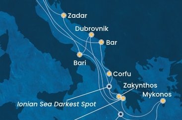 Taliansko, Grécko, Chorvátsko, Čierna Hora z Marghery na lodi Costa Deliziosa
