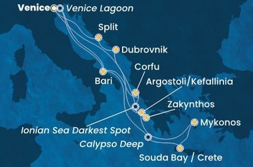 Taliansko, Grécko, Kefalonie, Chorvátsko, Kréta z Marghery na lodi Costa Deliziosa