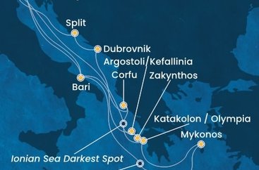 Taliansko, Grécko, Chorvátsko z Marghery na lodi Costa Deliziosa