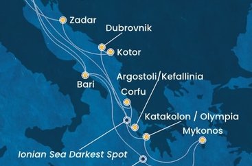 Taliansko, Grécko, Chorvátsko, Čierna Hora z Marghery na lodi Costa Deliziosa