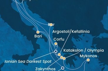 Taliansko, Grécko, Čierna Hora, Chorvátsko z Marghery na lodi Costa Deliziosa