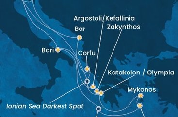 Taliansko, Grécko, Čierna Hora, Chorvátsko z Marghery na lodi Costa Deliziosa