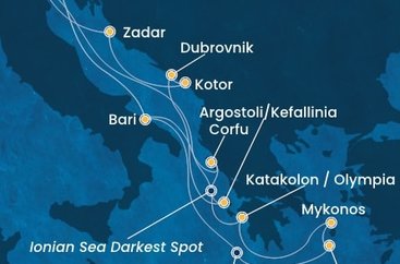 Taliansko, Grécko, Chorvátsko, Čierna Hora z Marghery na lodi Costa Deliziosa