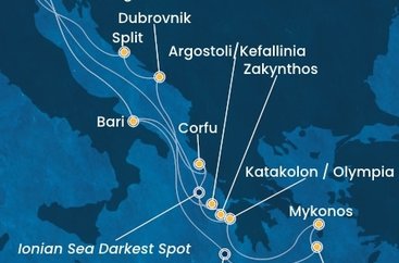 Taliansko, Grécko, Chorvátsko z Marghery na lodi Costa Deliziosa