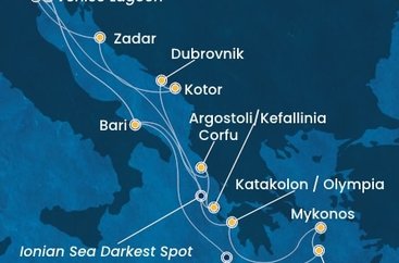 Taliansko, Grécko, Chorvátsko, Čierna Hora z Marghery na lodi Costa Deliziosa