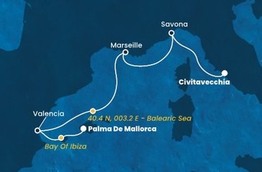 Španielsko, , Francúzsko, Taliansko z Palmy de Mallorca na lodi Costa Pacifica