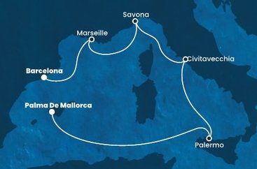 Španielsko, Taliansko, Francúzsko z Palmy de Mallorca na lodi Costa Toscana
