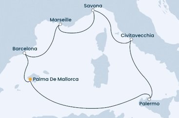 Španielsko, Taliansko, Francúzsko z Palmy de Mallorca na lodi Costa Smeralda