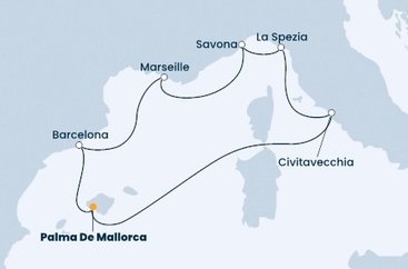Španielsko, Francúzsko, Taliansko z Palmy de Mallorca na lodi Costa Diadema