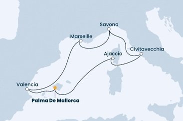 Španielsko, Francúzsko, Taliansko z Palmy de Mallorca na lodi Costa Diadema