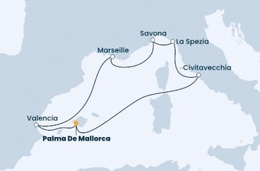 Španielsko, Francúzsko, Taliansko z Palmy de Mallorca na lodi Costa Diadema