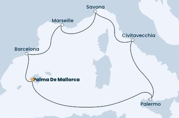 Španielsko, Taliansko, Francúzsko z Palmy de Mallorca na lodi Costa Toscana