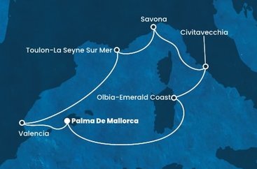 Španielsko, Taliansko, Francúzsko z Palmy de Mallorca na lodi Costa Pacifica