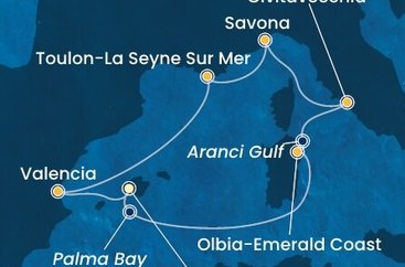Španielsko, Taliansko, Francúzsko z Palmy de Mallorca na lodi Costa Pacifica