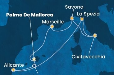 Španielsko, Taliansko, Francúzsko z Palmy de Mallorca na lodi Costa Pacifica