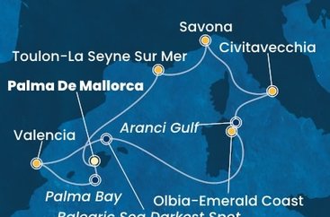 Španielsko, Taliansko, Francúzsko z Palmy de Mallorca na lodi Costa Pacifica