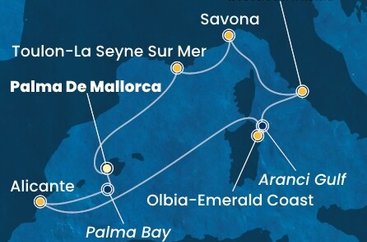 Španielsko, Taliansko, Francúzsko z Palmy de Mallorca na lodi Costa Pacifica