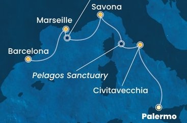 Taliansko, Francúzsko, Španielsko z Palerma na lodi Costa Toscana